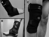 Graphical Abstract of Effects of prophylactic ankle and knee braces on leg stiffness during hopping